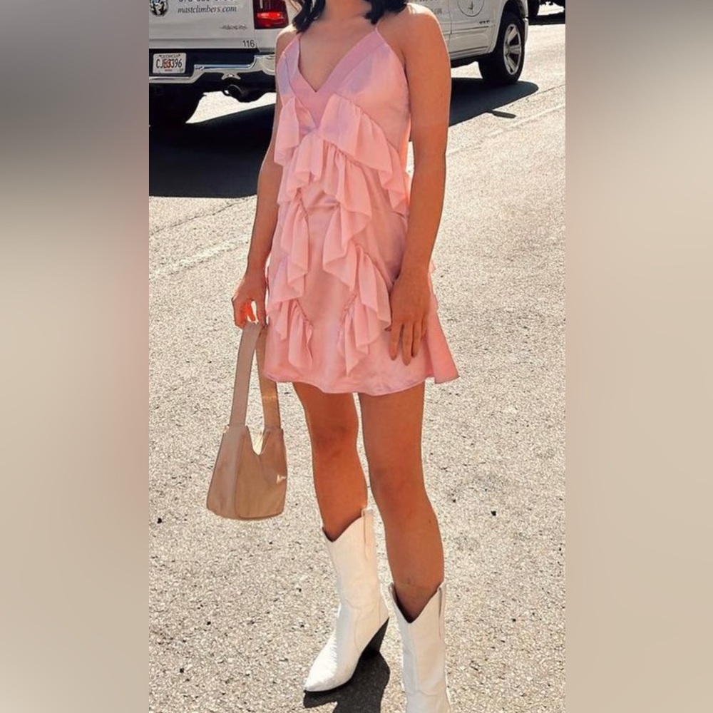 Light Pink Ruffled Mini Dress